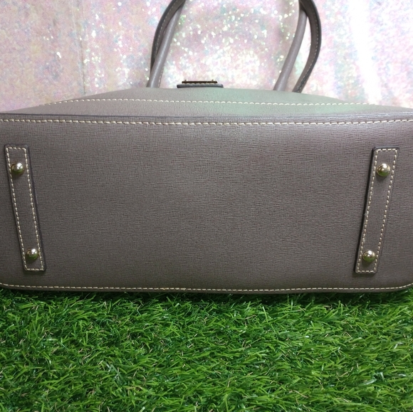 Like New, Dooney & Bourke Saffiano Leather Satchel, gray color - Picture 3 of 9